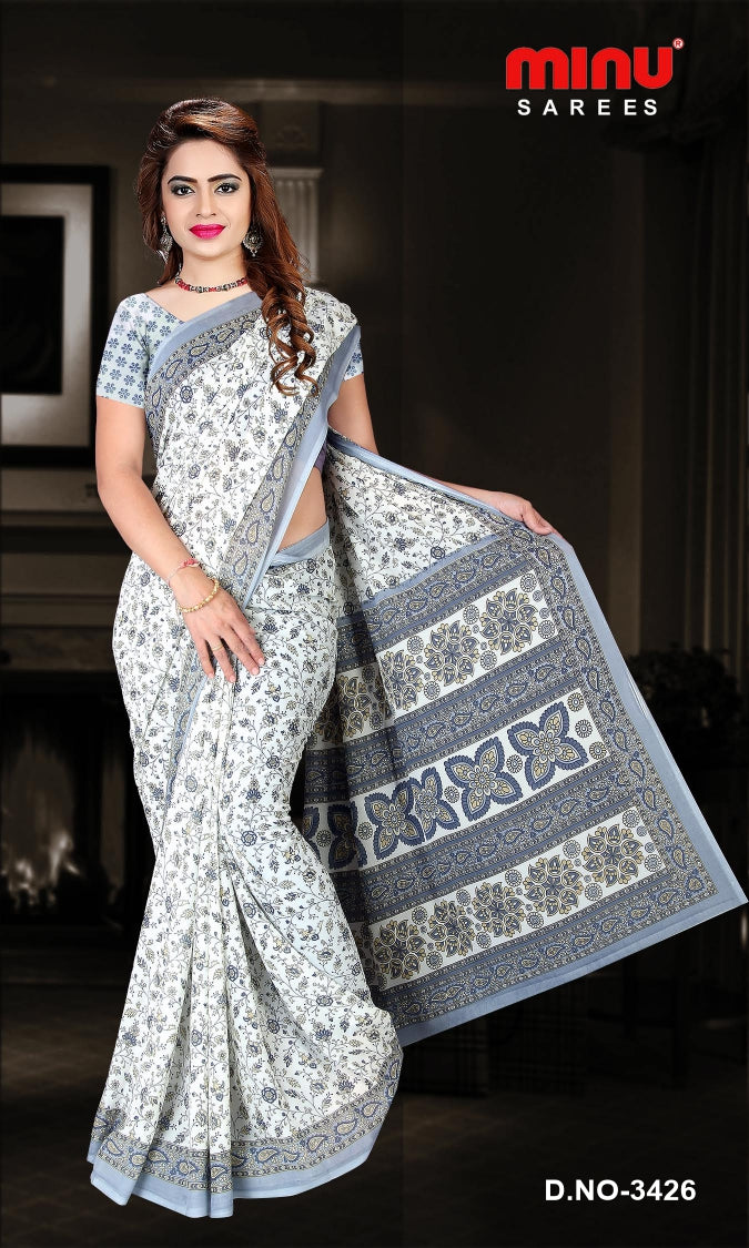 Fancy Saree Aavya Georgette (BP) - 8 Pcs Set