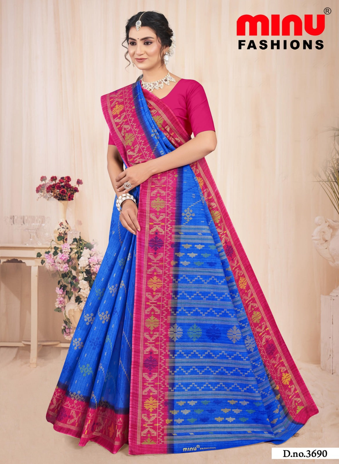 Malai Cotton Saree Binodini - 8 Pcs Set