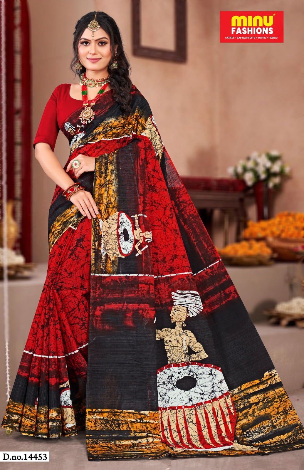 Malai Cotton Saree Block Batik (Vol-1) - 8 Pcs Set