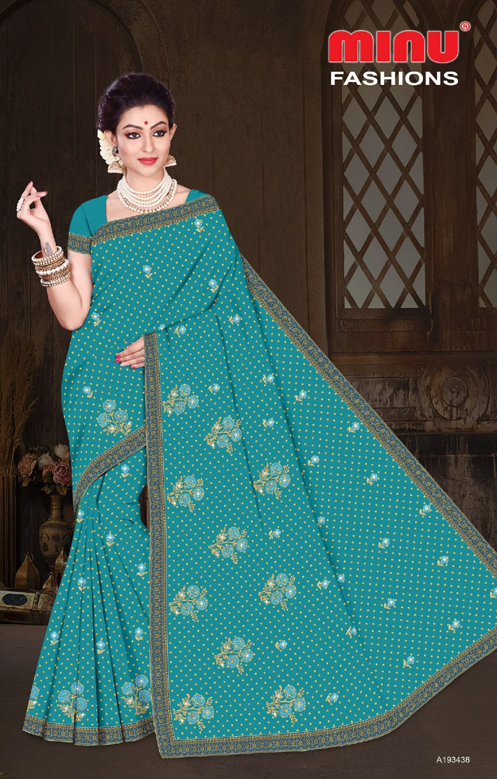 Embroidered Cotton Saree Craftry (Special Rate) - 8 Pcs Set