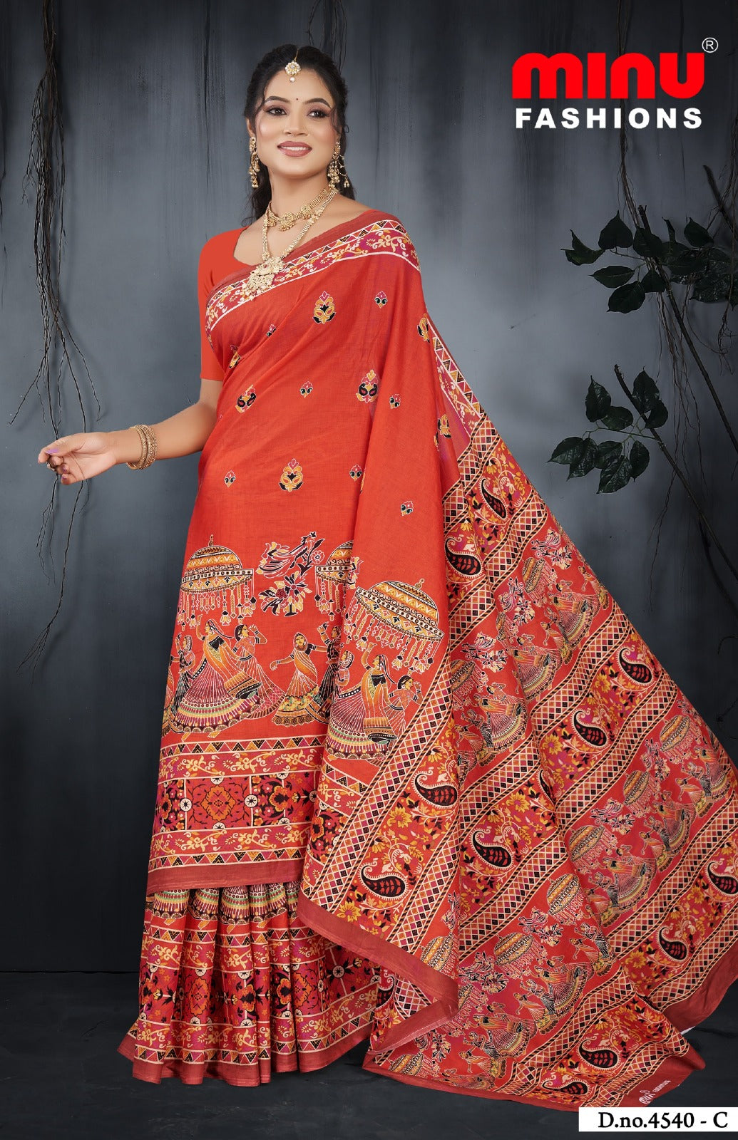 Malai Cotton Saree Digital Fashion Katha Figure - 8 Pcs Set