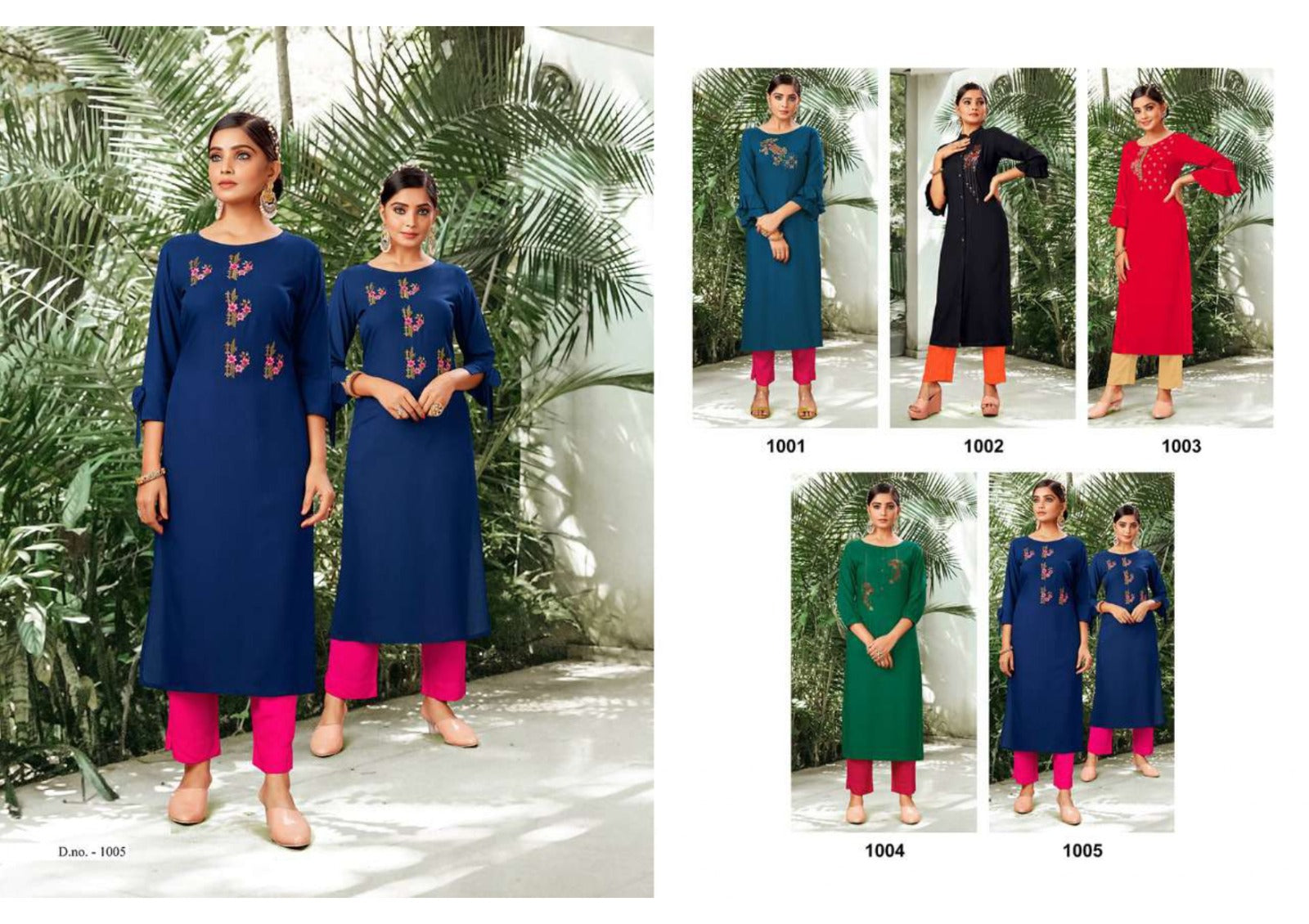 2 Piece Rayon Log Kurti Set Festival Combo (5 Pcs Set)