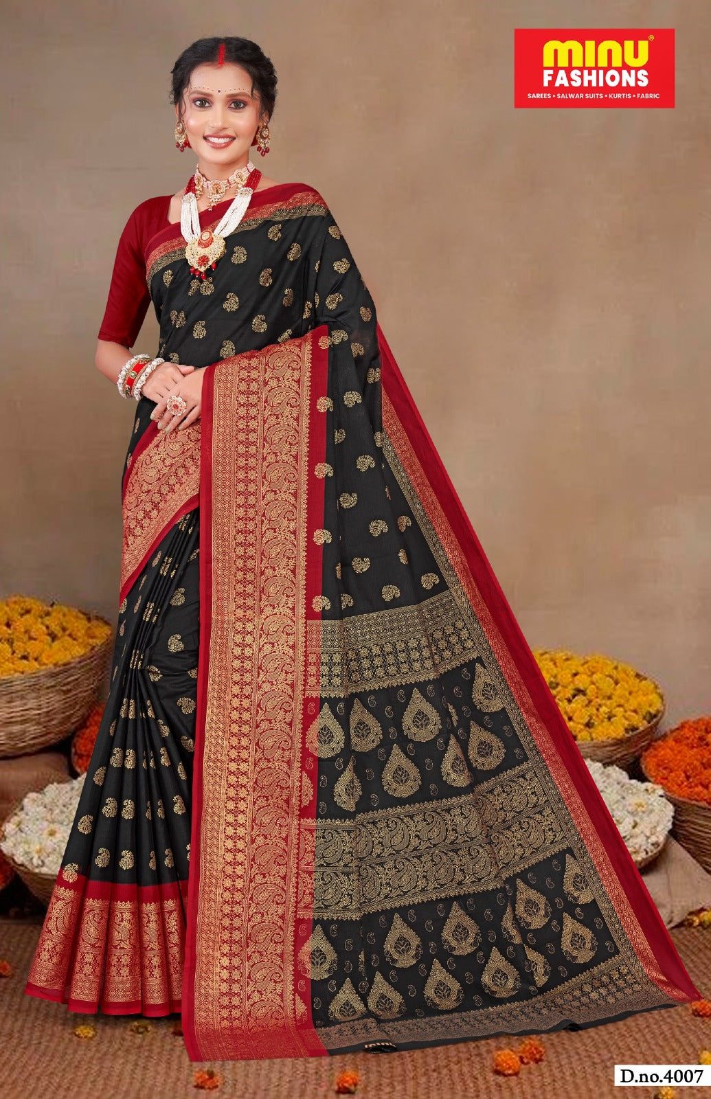 Malai Cotton Saree Gold Star (Vol- 3) - 10 Pcs Set