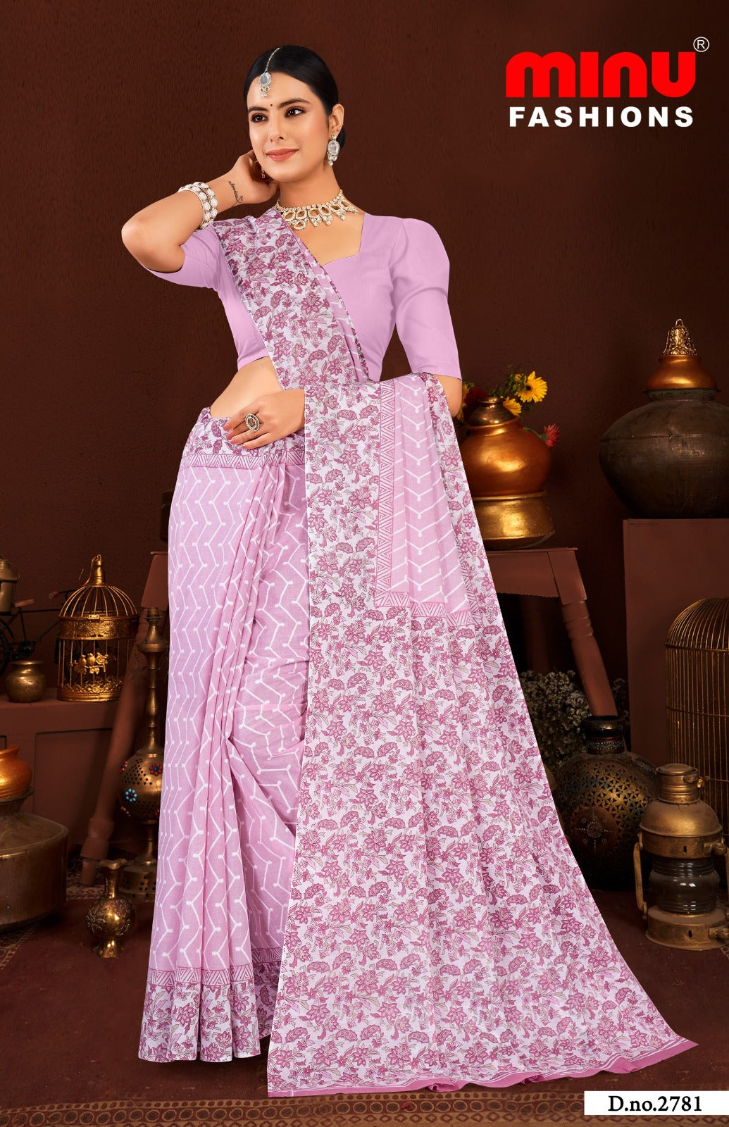 Malai Cotton Saree Good Day Pestal - 8 Pcs Set