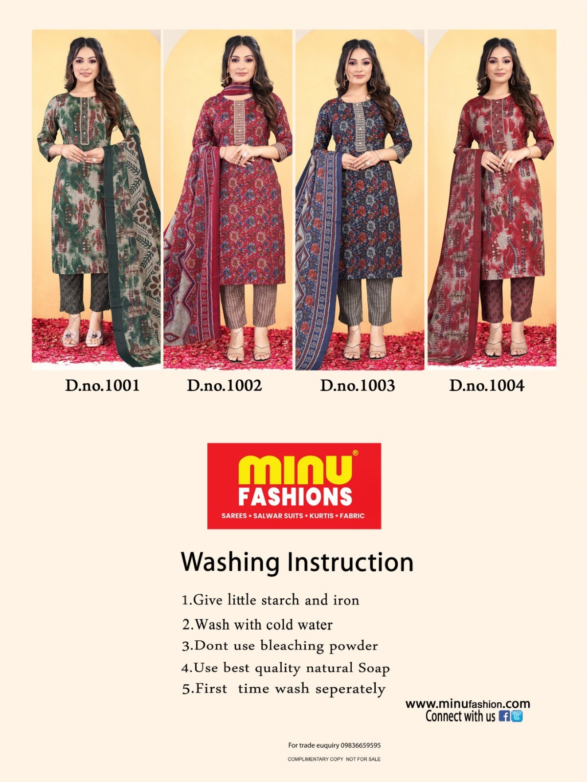 3 Piece Muslin Long Kurti Set Iris Deluxe (Vol-3) - 4 Pcs Set