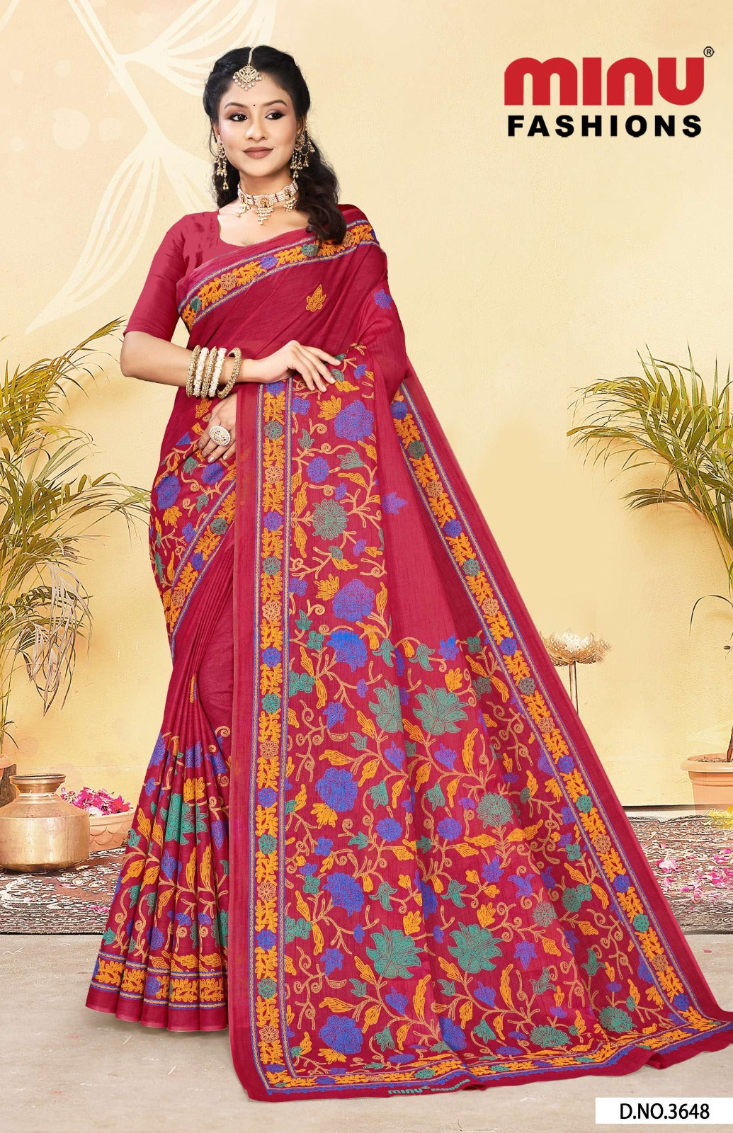 Malai Cotton Saree Kashmiri Cotton (Vol-3) - 8 Pcs Set