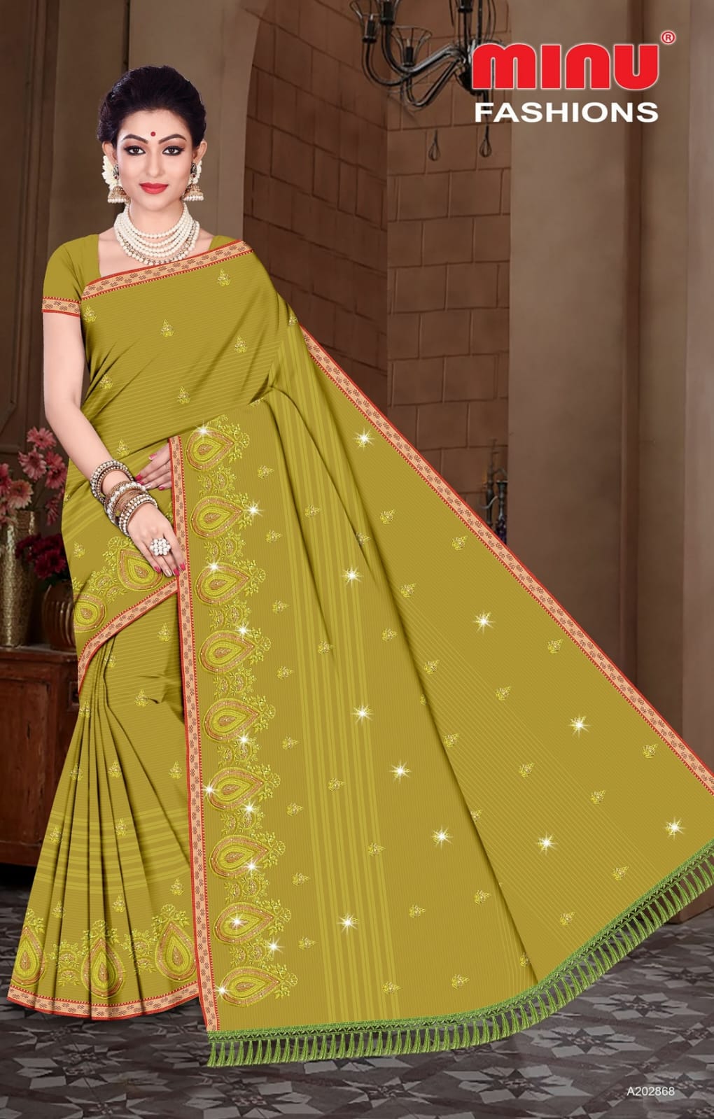 Embroidered Cotton Saree Malai Kofta Dlx (Special Rate) - 8 Pcs Set