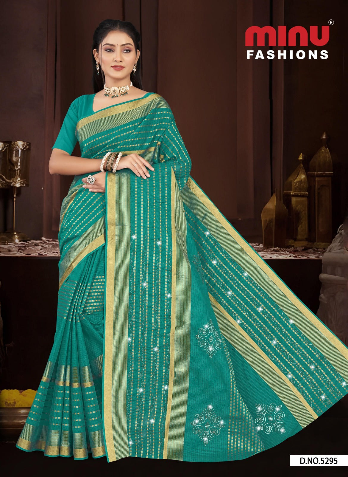 Embroidered Cotton Saree Mannat (Special Rate) - 8 Pcs Set