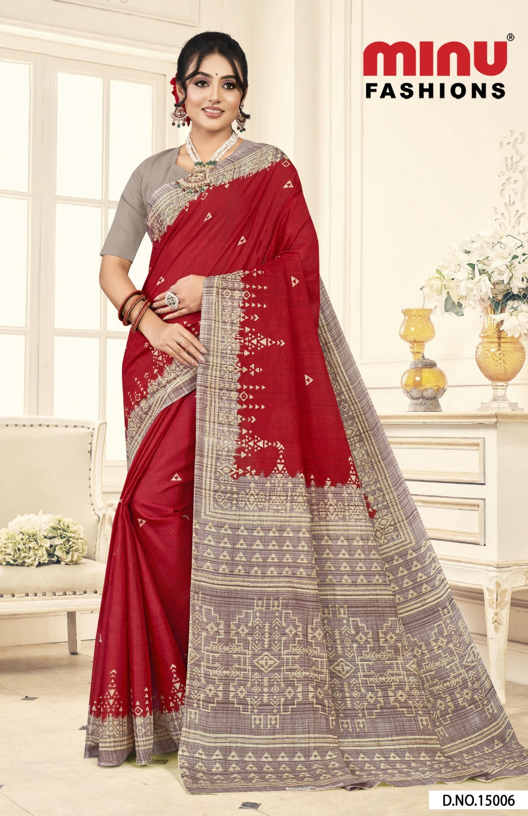 Malai Cotton Saree Prativa Batik - 8 Pcs Set