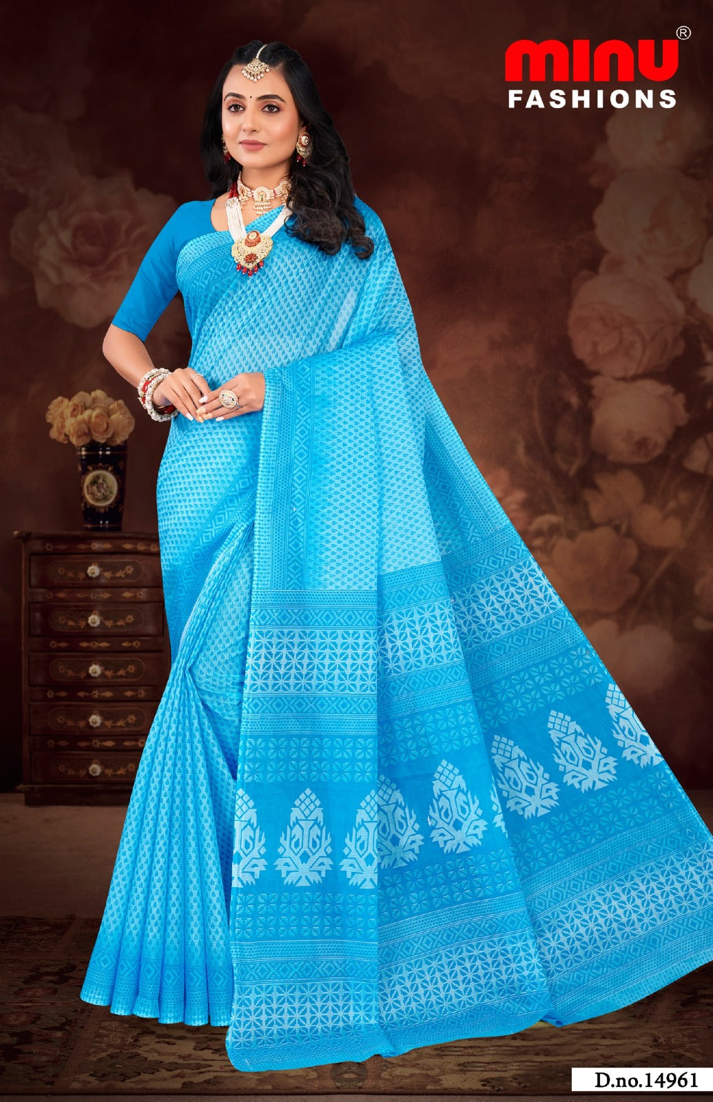 Malai Cotton Saree Priyatama Buti (Vol-5) - 10 Pcs Set