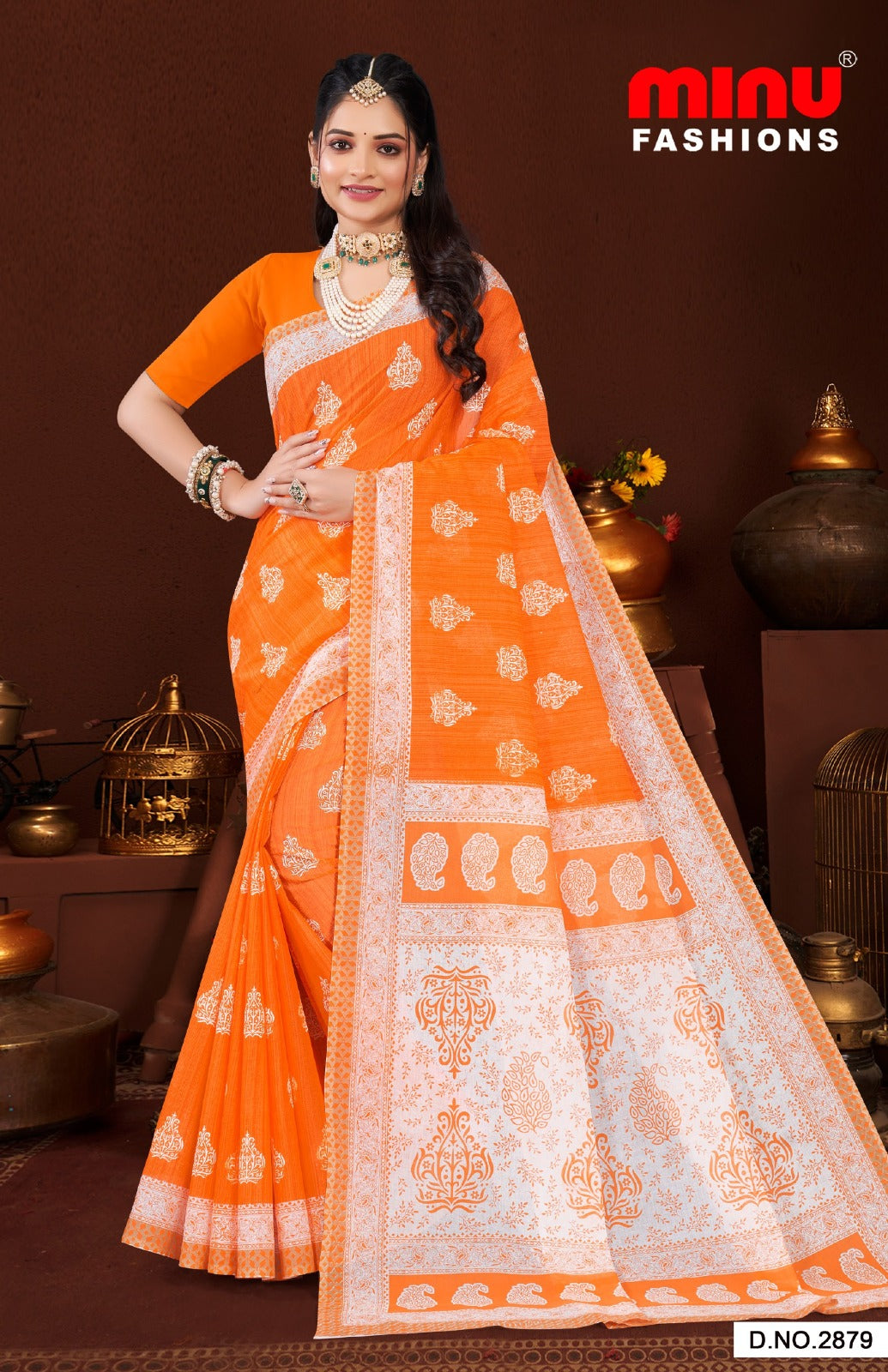 Malai Cotton Saree Priyatama Pestal - 10 Pcs Set