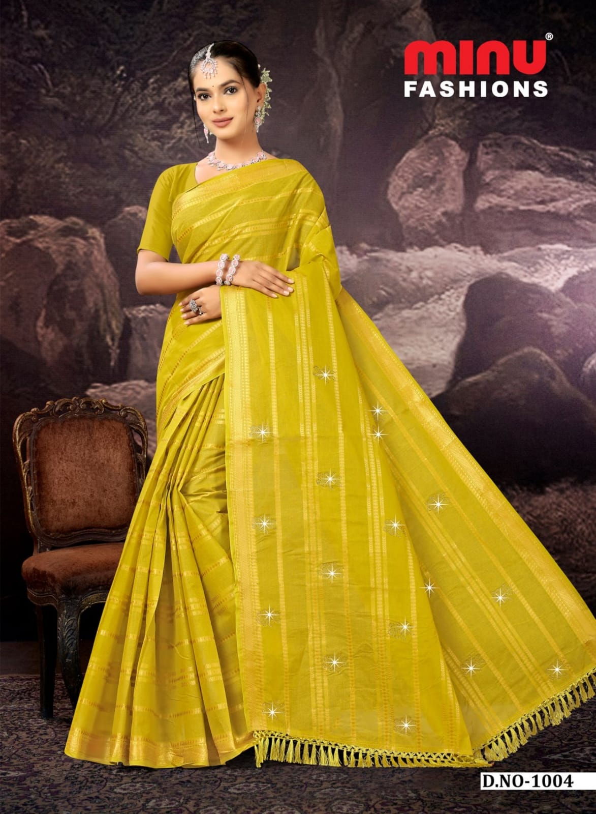 Embroidered Cotton Saree Swara (Special Rate) - 8 Pcs Set