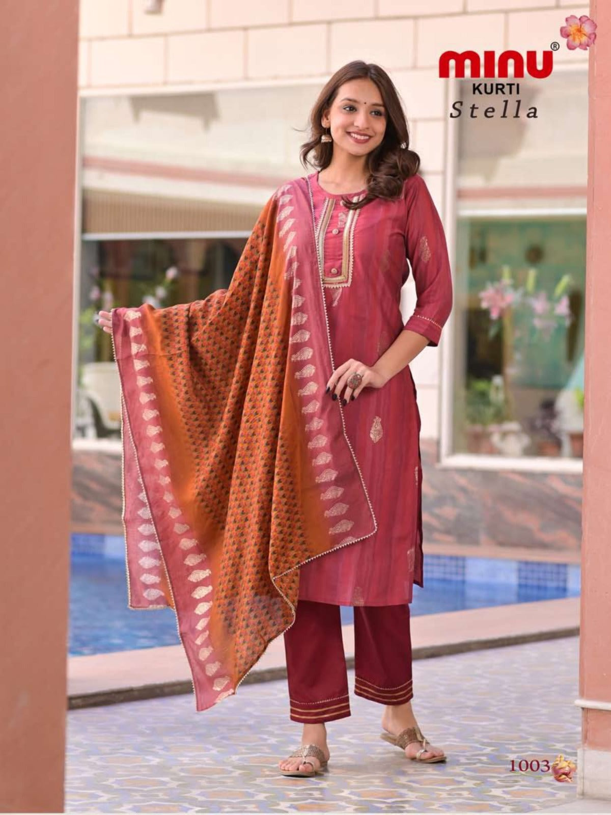 3 Piece Cotton Kurti Set Stella - 5 Pcs Set