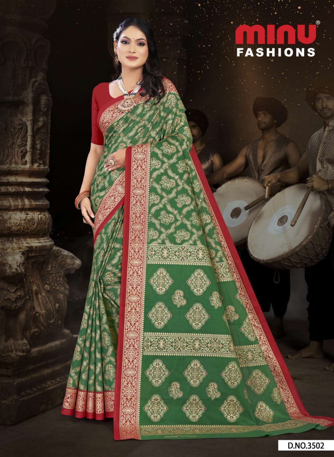 Malai Cotton Saree Tanushka - 8 Pcs Set