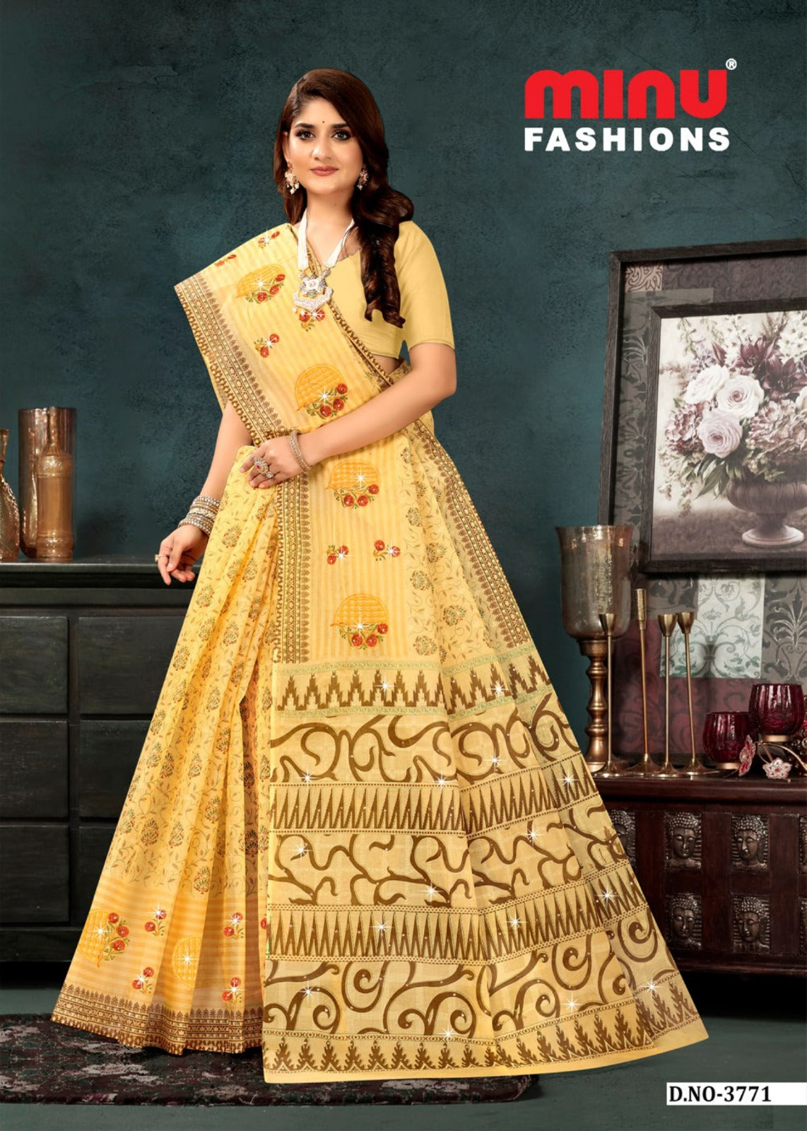 Embroidered Cotton Saree Vedum (Special Rate) - 8 Pcs Set