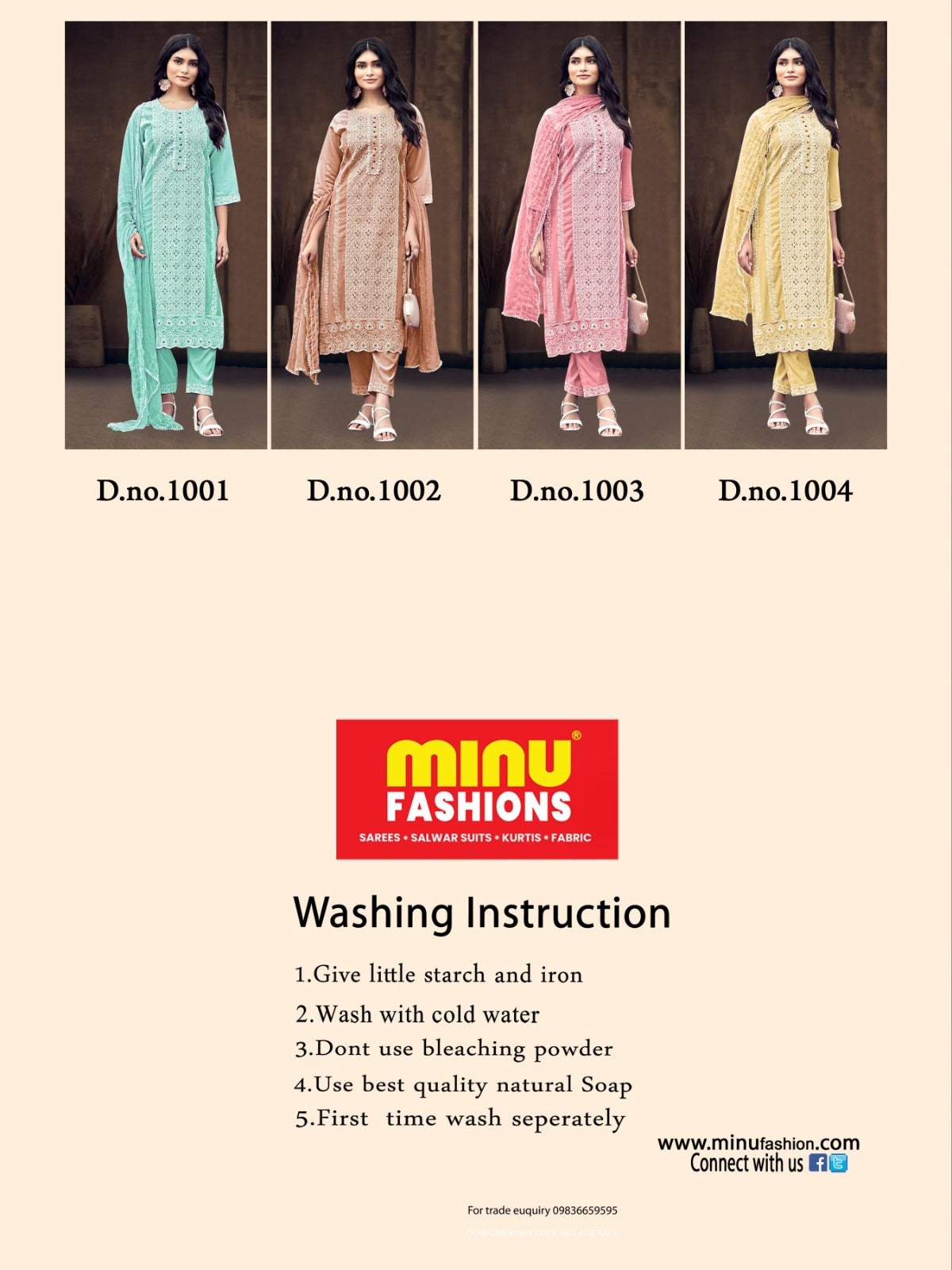 3 Piece Cotton Kurti Set Zuri (Vol-2) - 4 Pcs Set