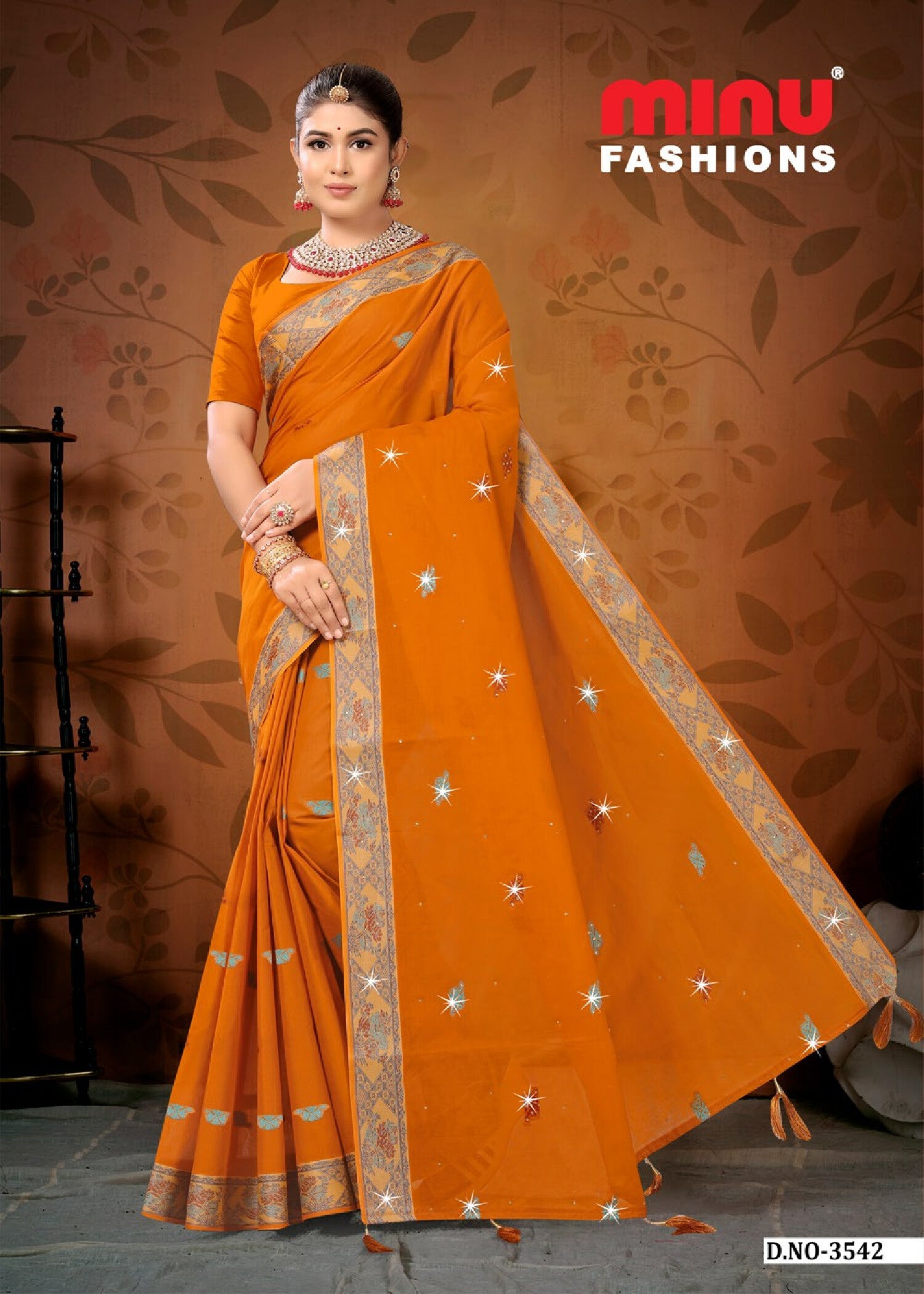 Almond EMB Saree (Special Rate)