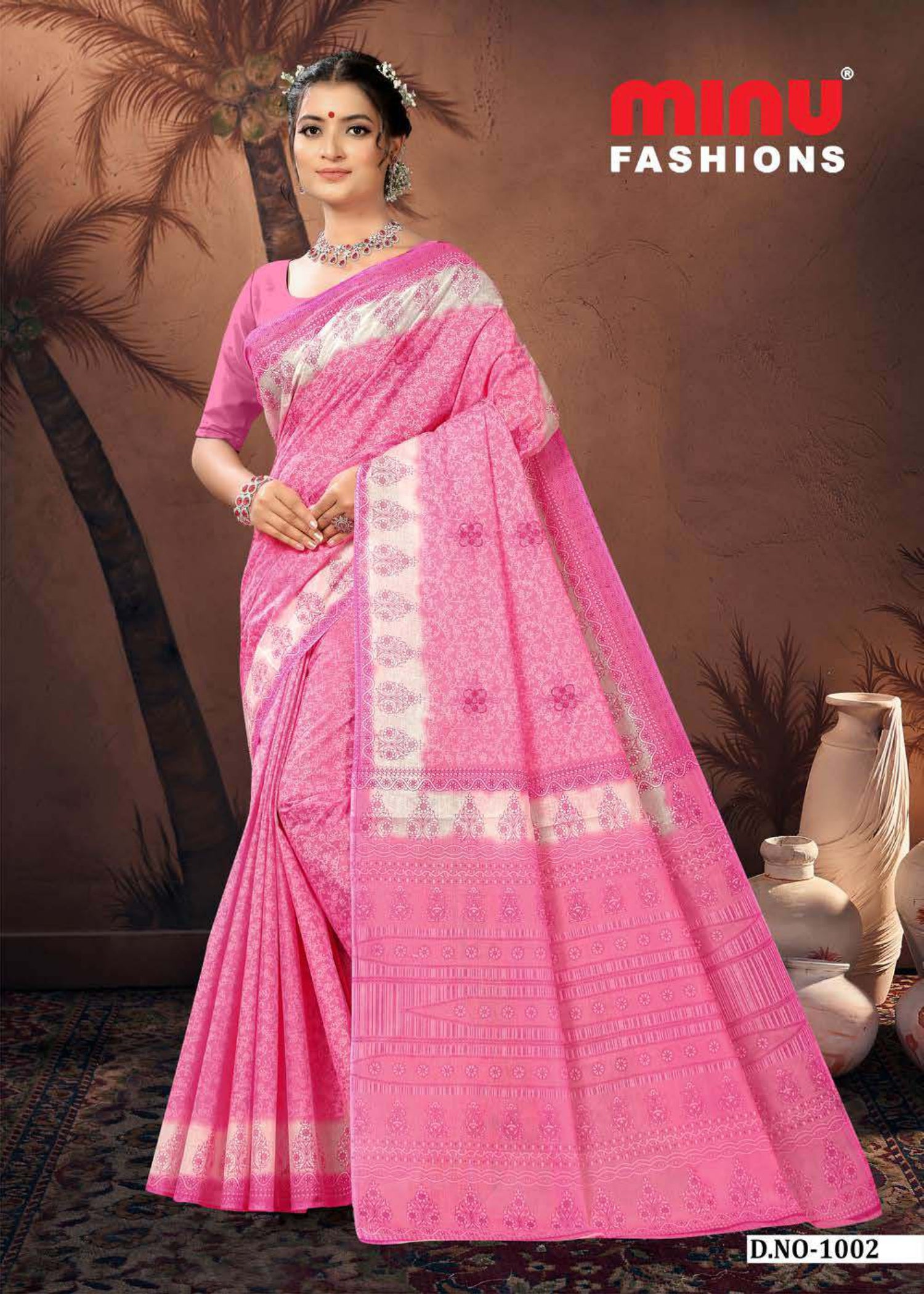 Embroidered Cotton Saree Swati (Special Rate) - 10 Pcs Set
