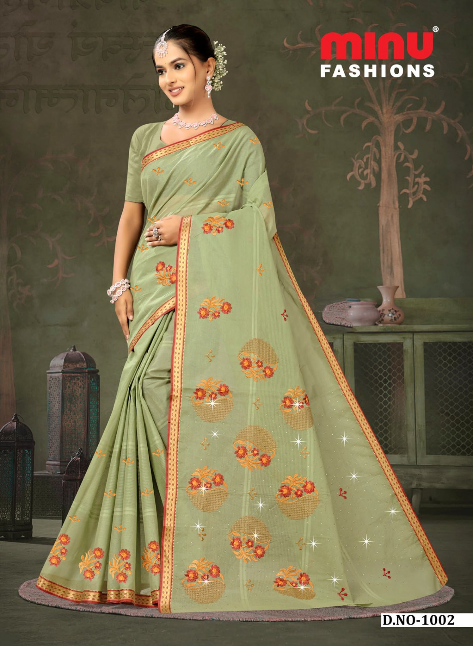 Embroidered Saree Gayatri - 08 Pcs Set