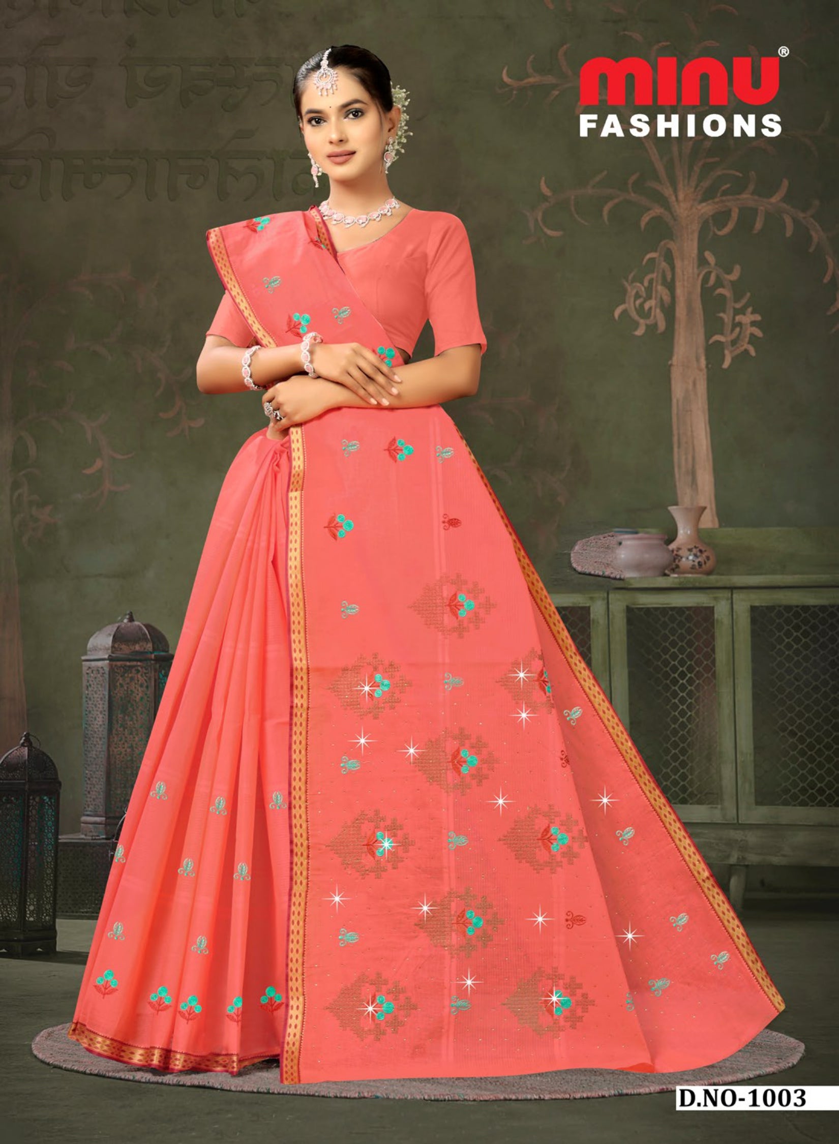 Embroidered Saree Gayatri - 08 Pcs Set