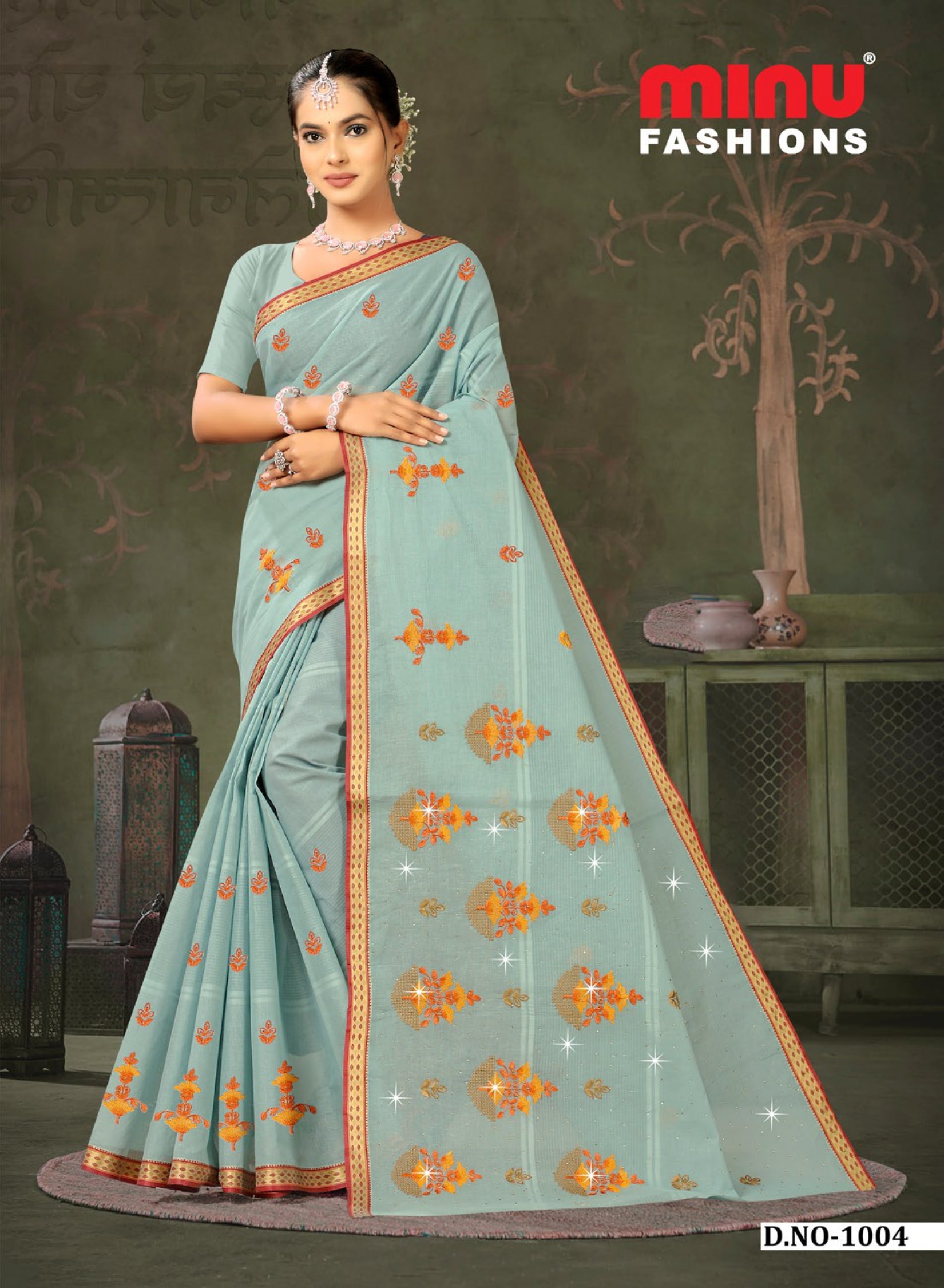 Embroidered Saree Gayatri - 08 Pcs Set