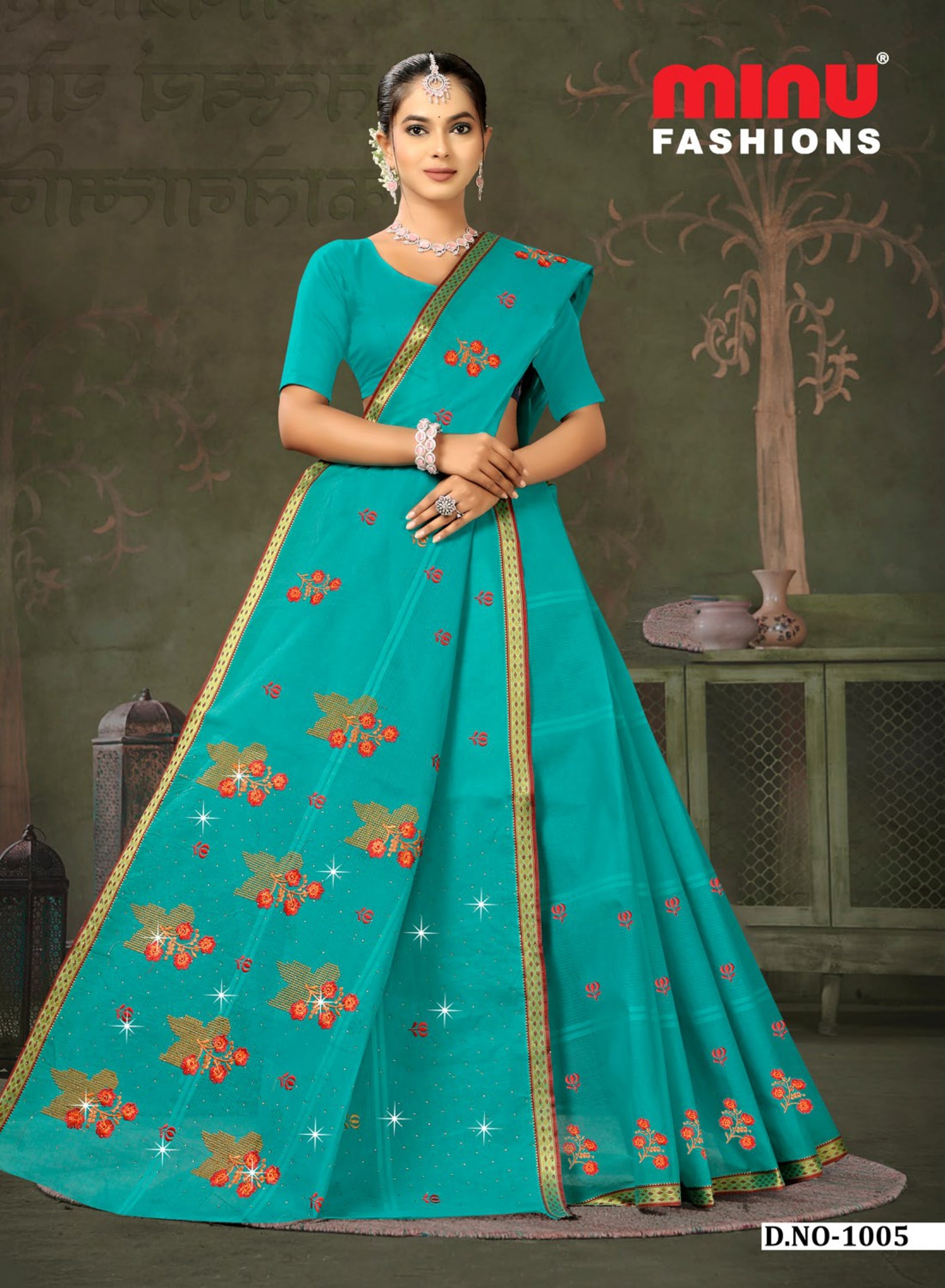 Embroidered Saree Gayatri - 08 Pcs Set