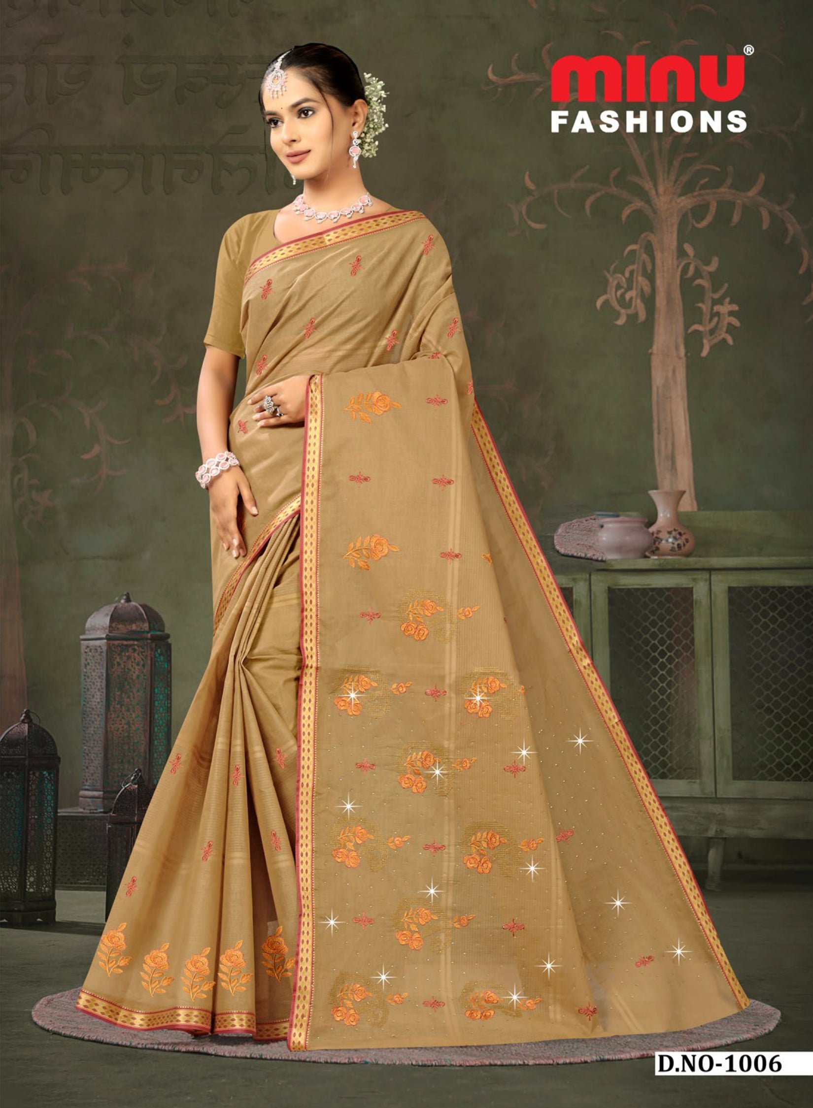 Embroidered Saree Gayatri - 08 Pcs Set