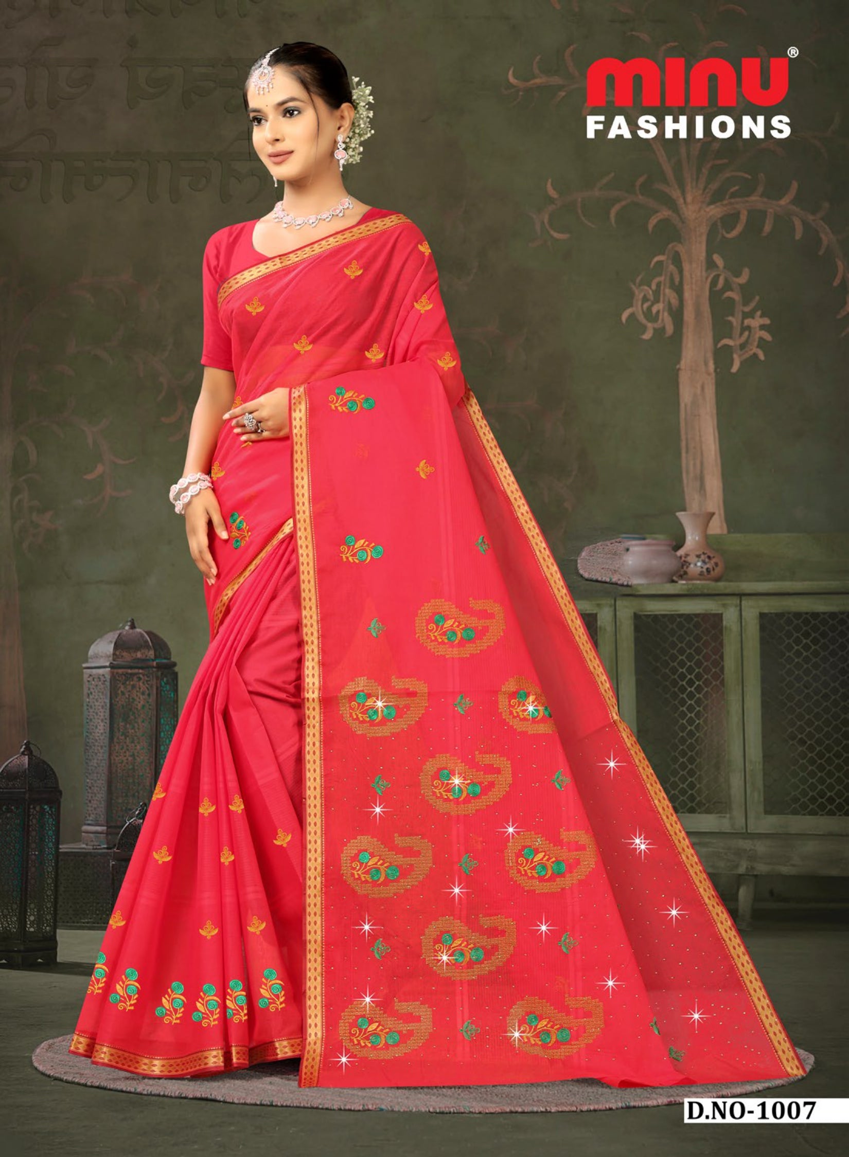 Embroidered Saree Gayatri - 08 Pcs Set