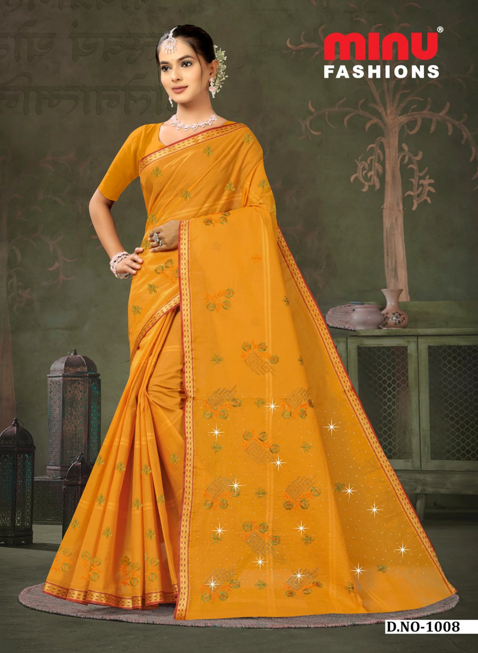 Embroidered Saree Gayatri - 08 Pcs Set