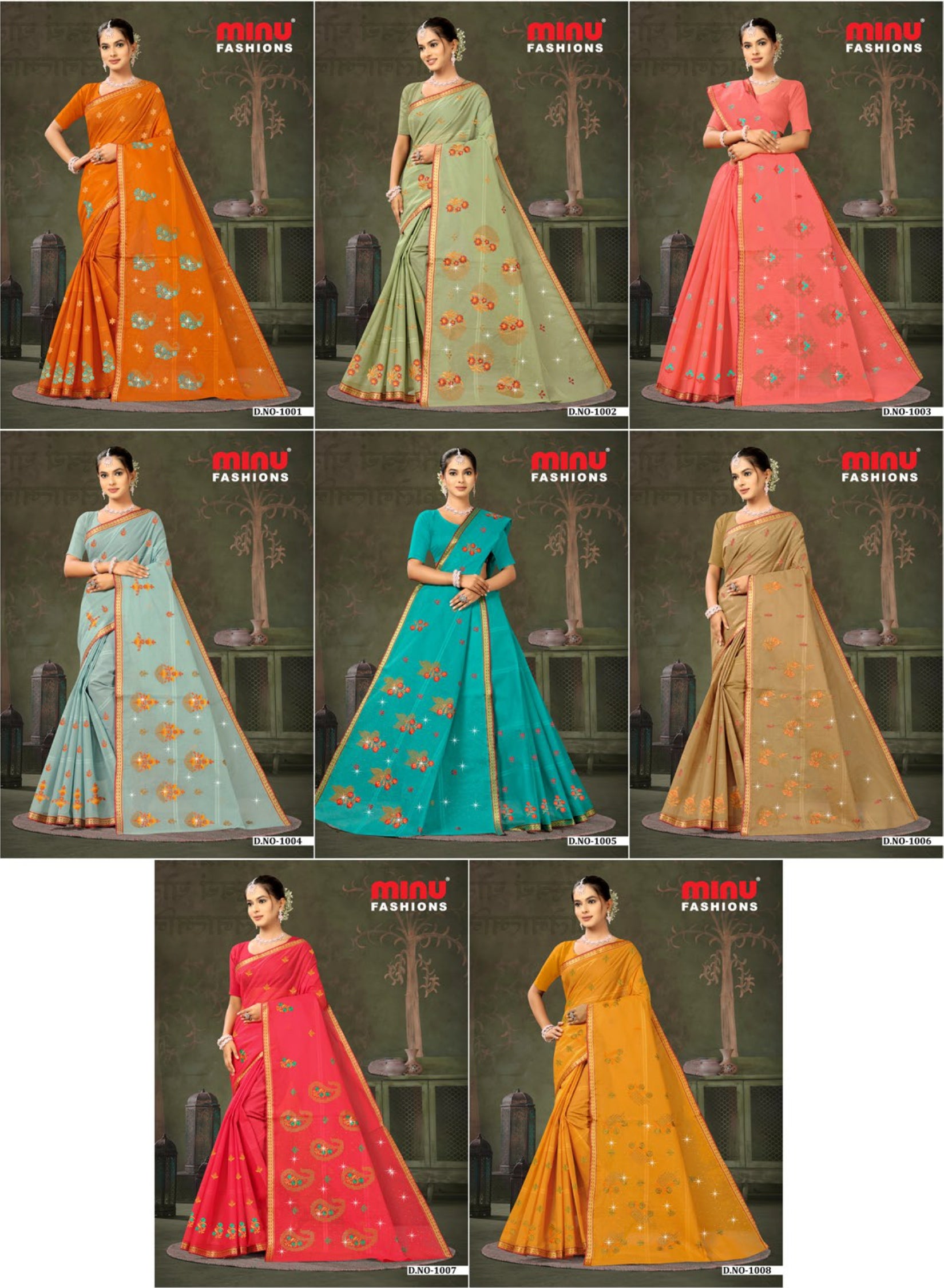 Embroidered Saree Gayatri - 08 Pcs Set