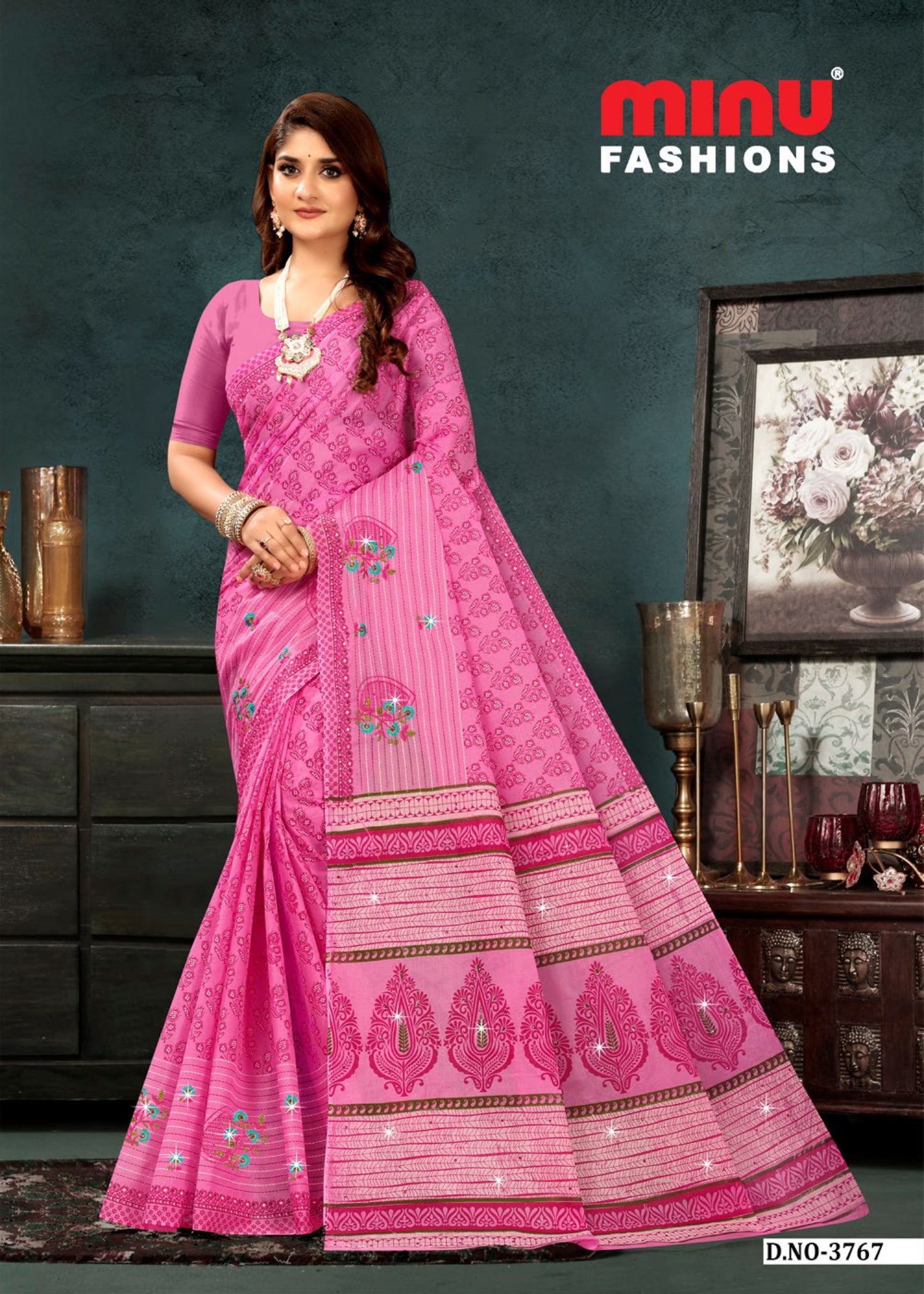 Embroidered Cotton Saree Vedum (Vol-3) (Special Rate) - 08 Pcs Set