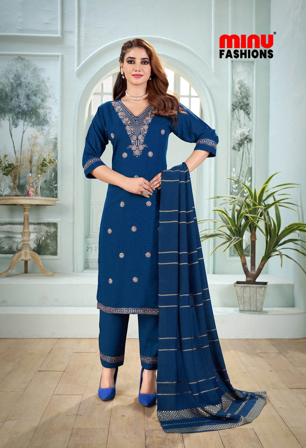 Printed Cotton Stitched Salwar Suit Abhilasha - 6 Pcs Set