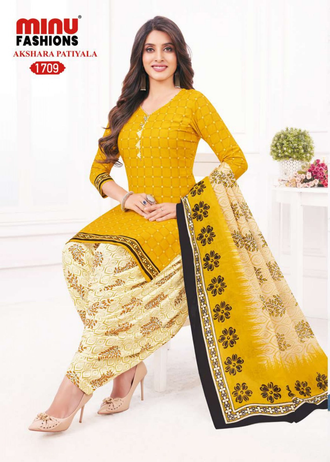 Printed Cotton Stitched Salwar Suit Akshara Patiala (With Inner) - 10 Pcs Set