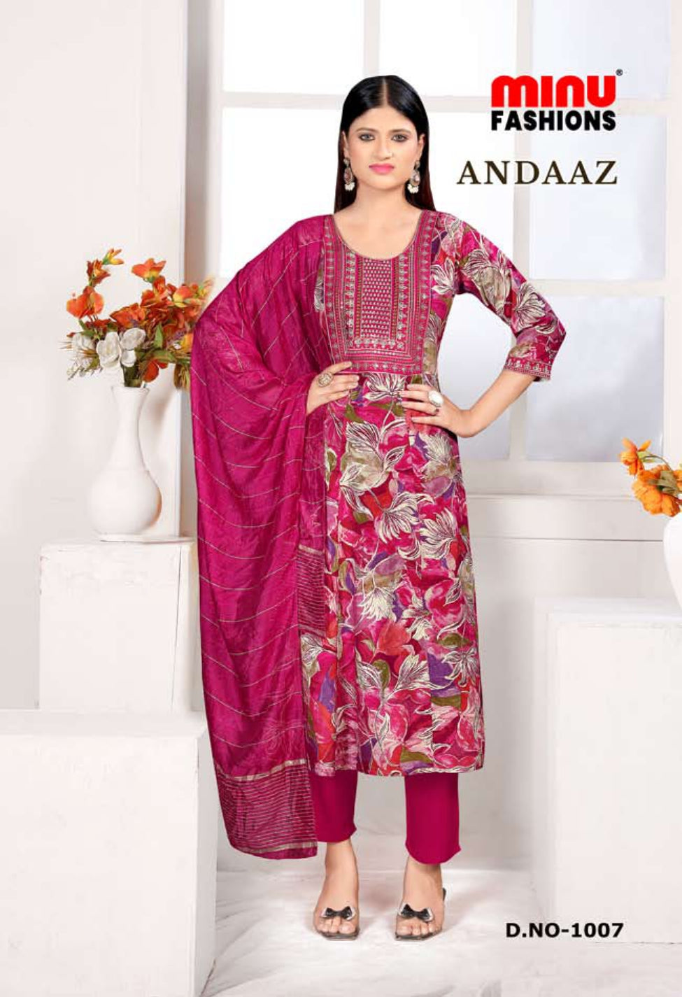 Printed Rayon Stitched Salwar Suit Andaaz - 8 Pcs Set