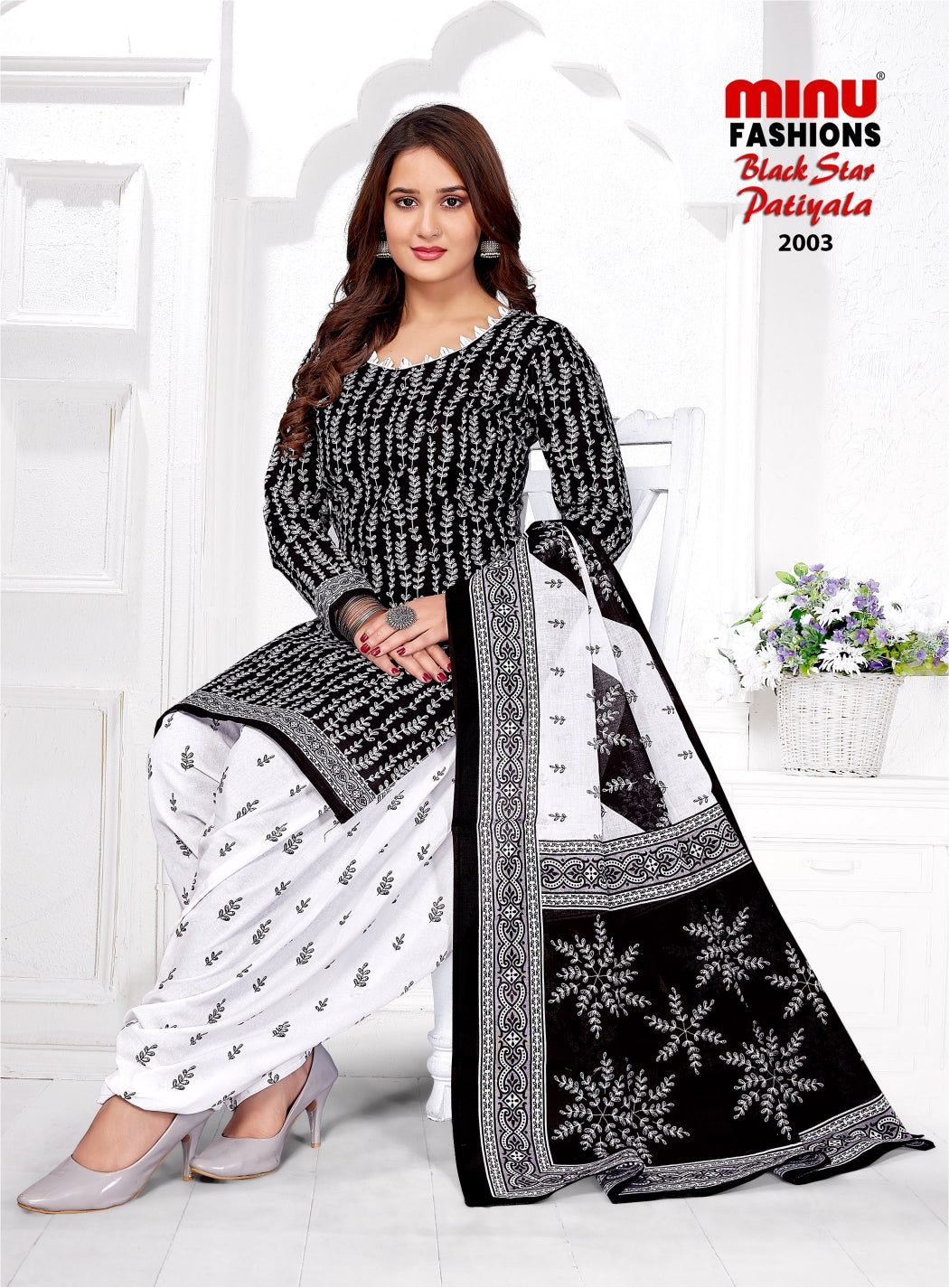 Printed Cotton Unstitched Salwar Suit Black Star Patiala Vol-2 (Special Rate) - 6 Pcs Set