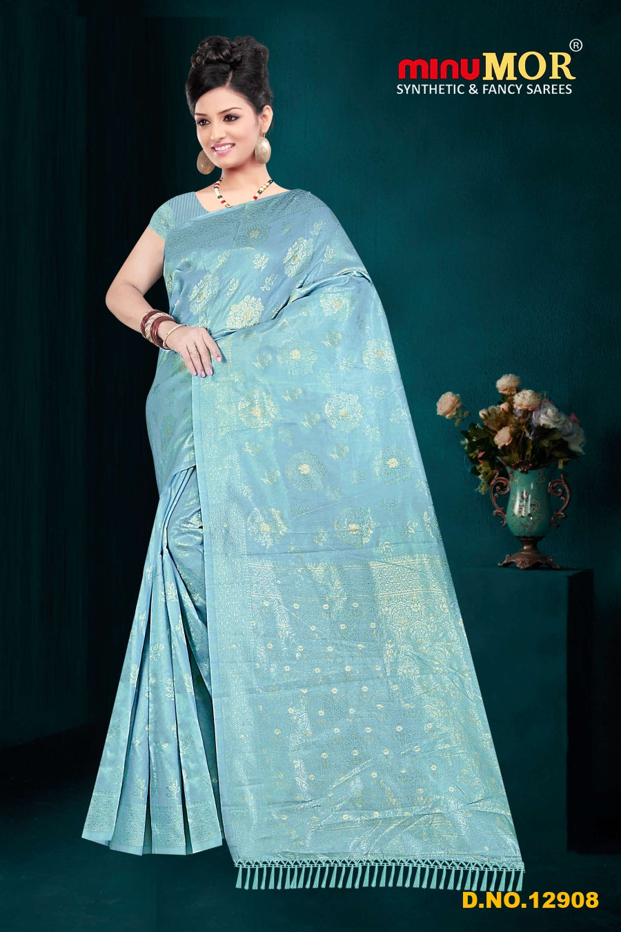 Fancy Saree Classic Lilen (Design No_12908) (BP) - 6 Pcs Set