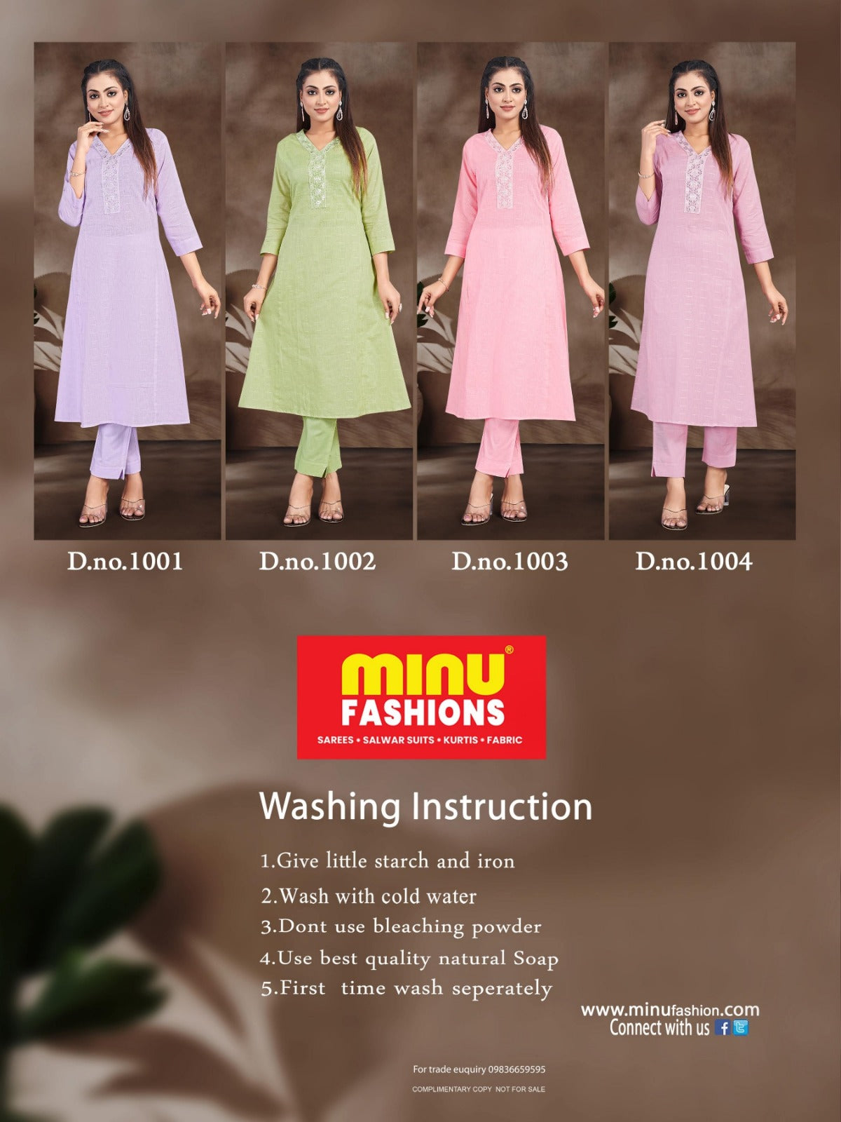 2 Piece Cotton Kurti Set Glimmer Combo - 4 Pcs Set