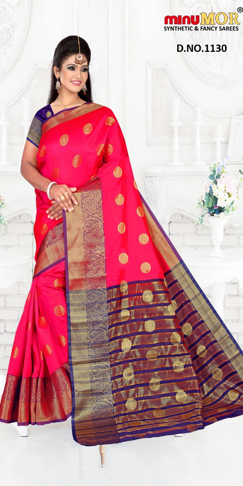 Fancy Saree Gold Butta (Design No_ 1130) (BP) - 6 Pcs Set