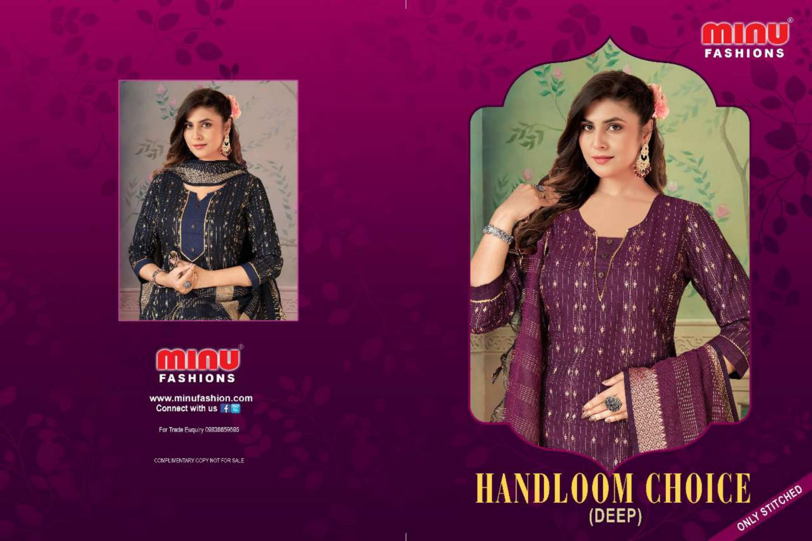 Printed Cotton Stitched Salwar Suit Handloom Choice (Deep) - 6 Pcs Set