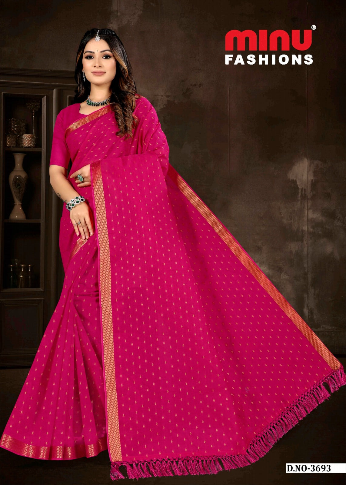 Embroidered Cotton Saree Hiramoti Vol-5 (Special Rate) - 8 Pcs Set