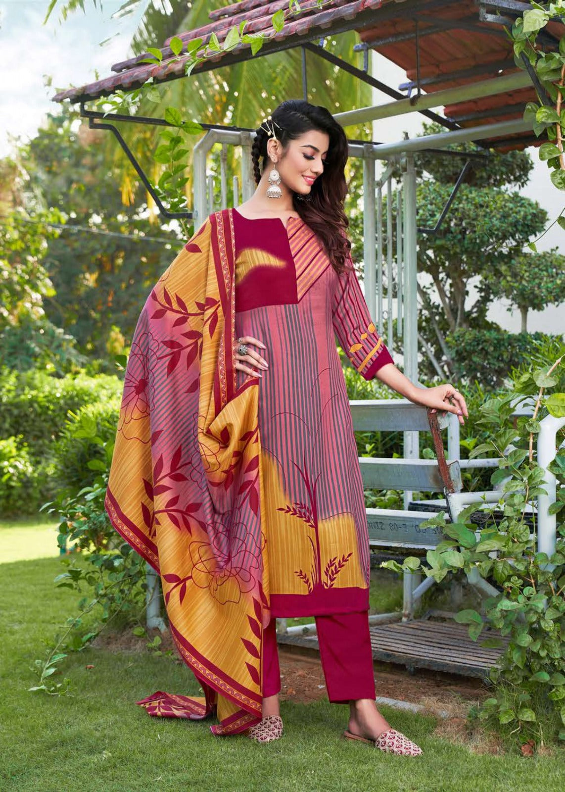 Unstitched Winter Suit Kashida (Special Rate) - 8 Pcs Set