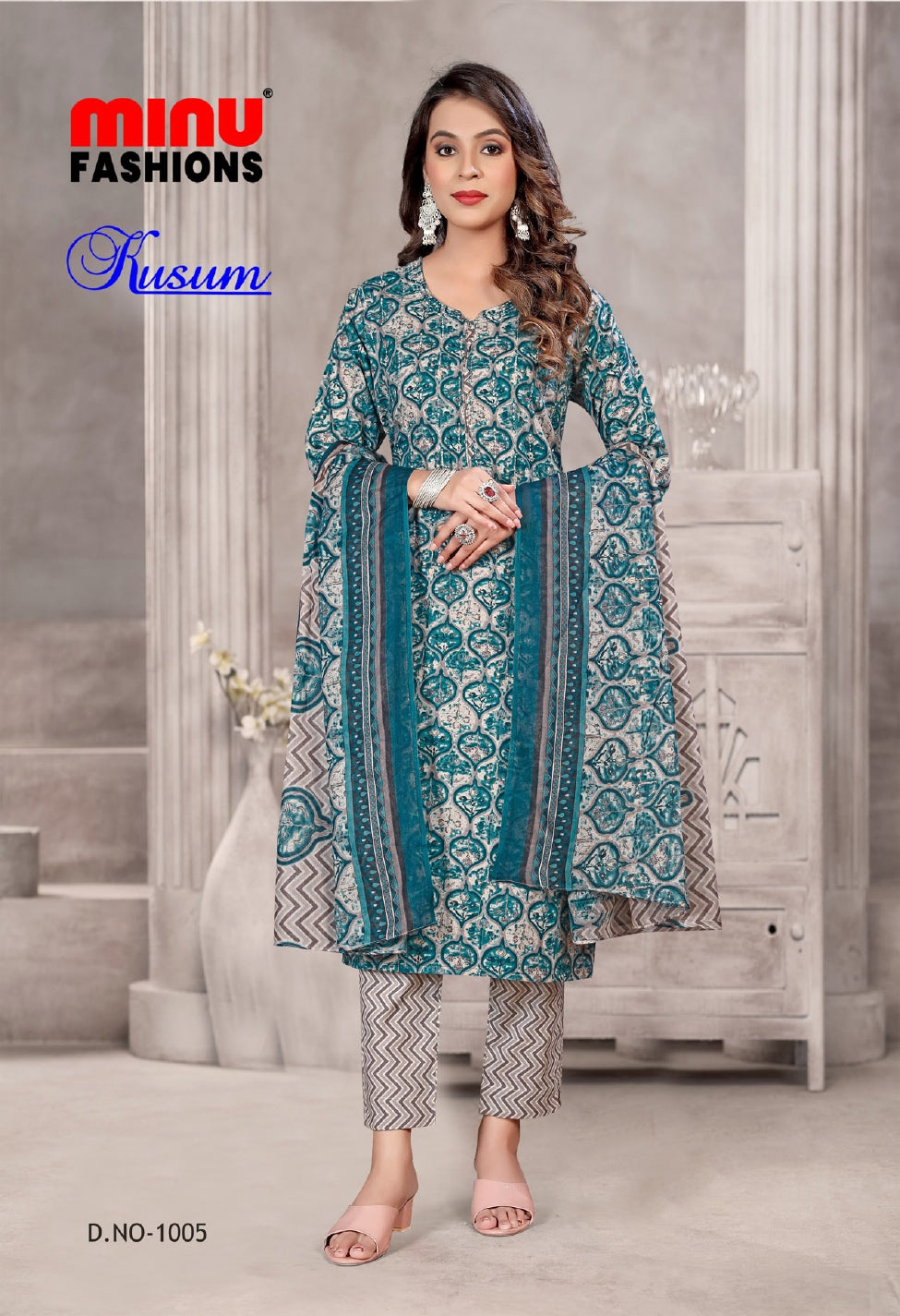 Printed Cotton Stitched Salwar Suit Kusum - 10 Pcs Set