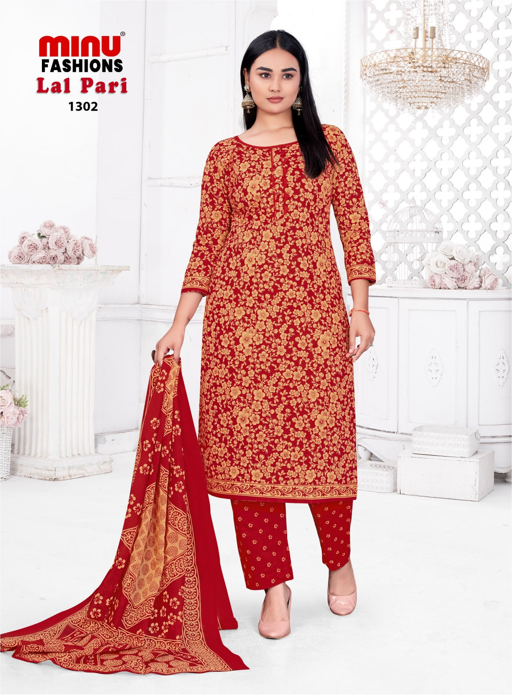 Printed Cotton Unstitched Salwar Suit Lal Pari (Vol-13) (Special Rate) - 10 Pcs Set