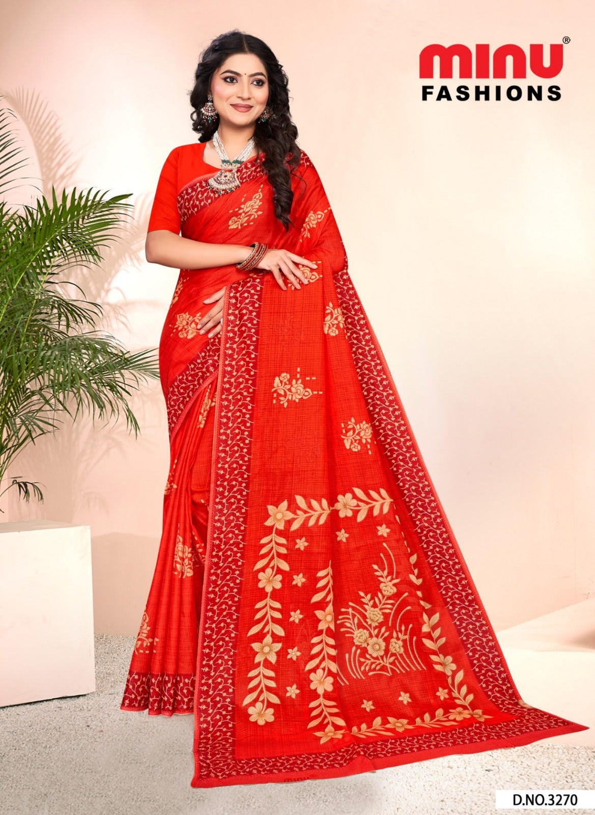Printed Cotton Saree Nusrat - 8 Pcs Set