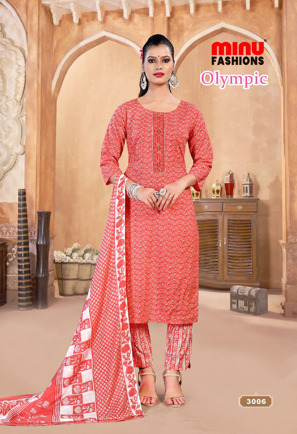 Printed Cotton Stitched Salwar Suit Olympics (Vol-3) - 10 Pcs Set