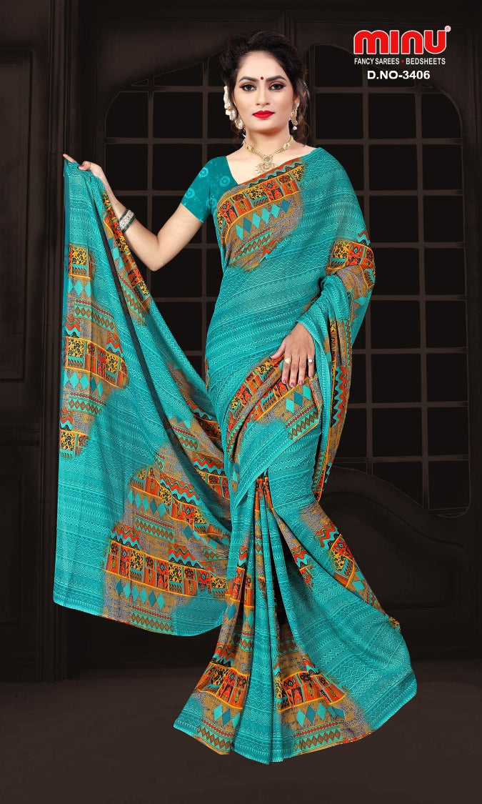 Fancy Saree Rainbow (BP) - 12 Pcs Set