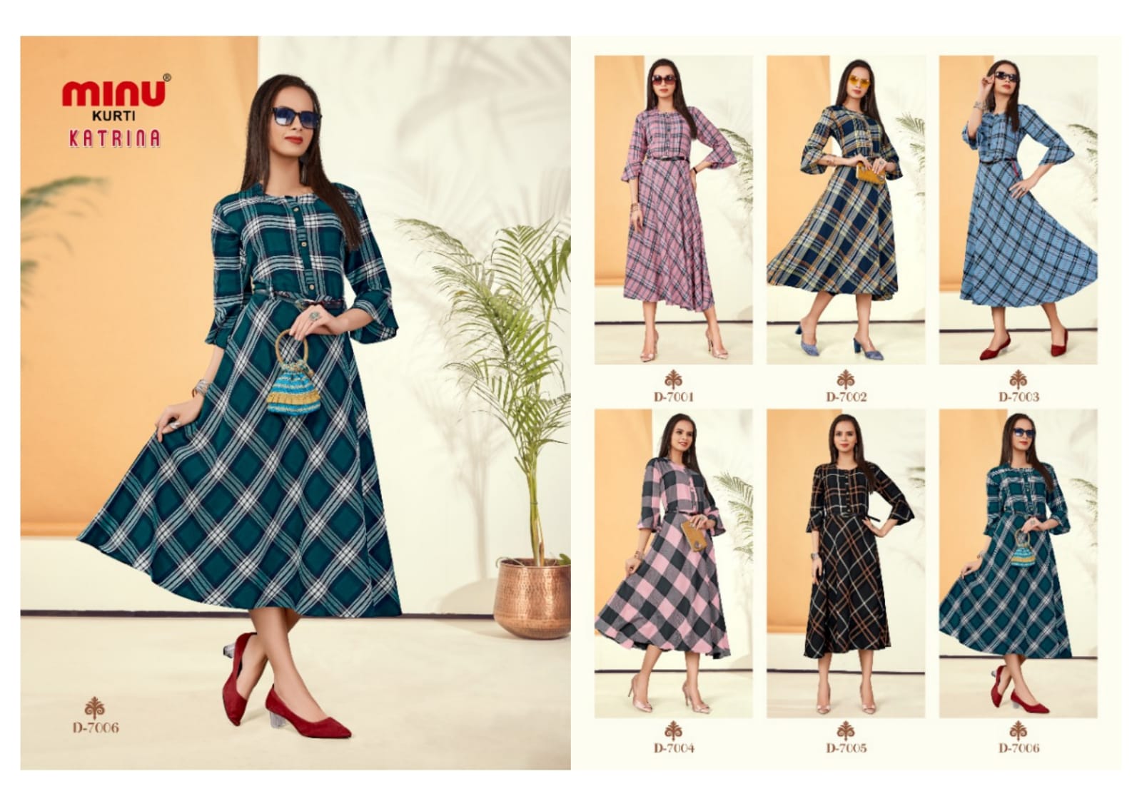 Printed Rayon Long Kurti Katrina (Vol-7) - 06 Pcs Set