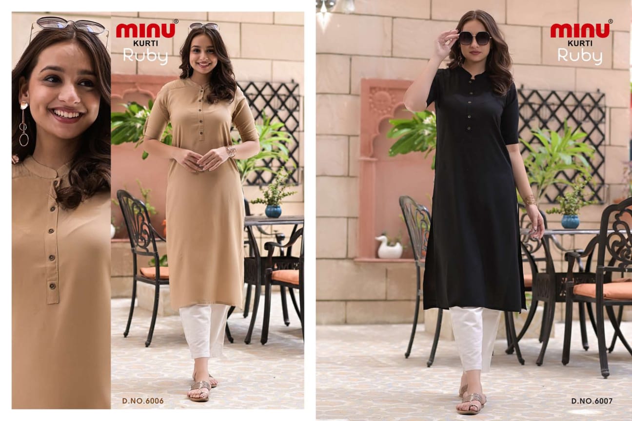 Rayon Long Kurti Ruby (Vol-6) - 10 Pcs Set