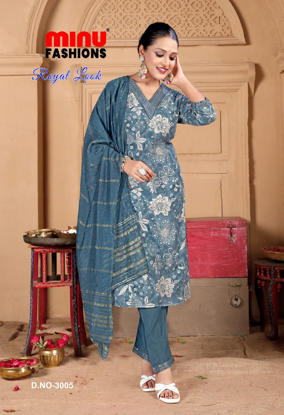Printed Silk Stitched Salwar Suit Royal Look (Vol-3) - 6 Pcs Set