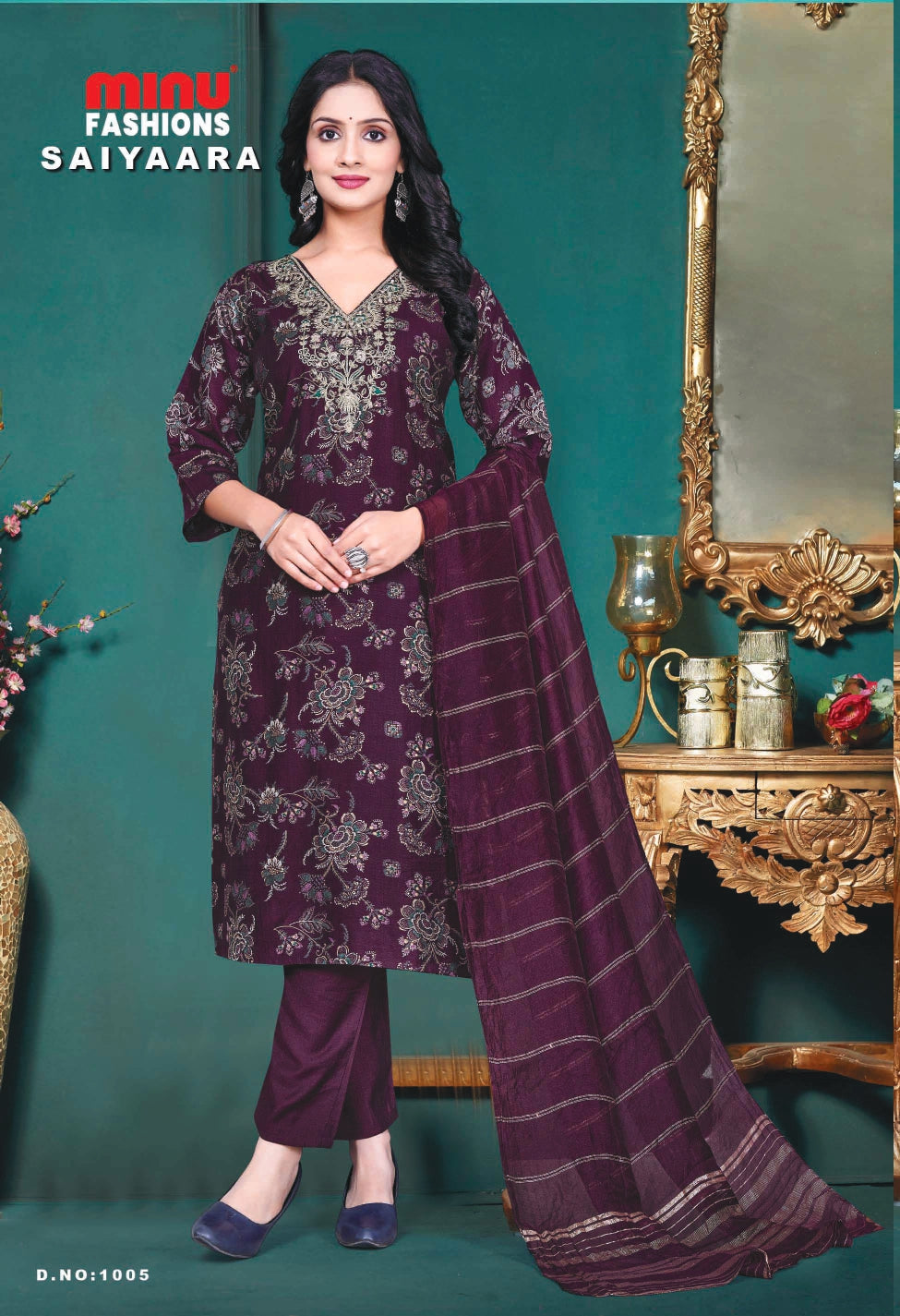 Printed Cotton Stitched Salwar Suit Saiyaara - 8 Pcs Set